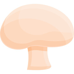 Single Light Peach Mushroom With Stem And Cap Isolated On White Background Simple Flat Design