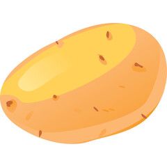 Single Potato Object with Yellow and Orange Hues on Transparent Background Isolated Clean Simple Food Ingredient