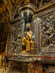 Montserrat, Spain, May 28, 2025, Lady of Montserrat statue also known as the Madonna and child and La Morenera.