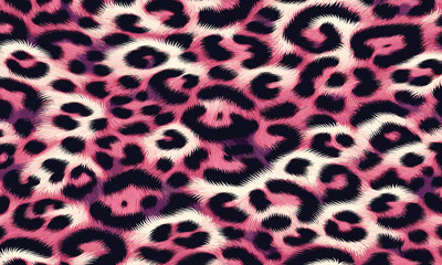 Stylish pink leopard fur texture pattern inspired by animal skin, excellent for trendy fabric, wallpaper prints, and camouflage background.