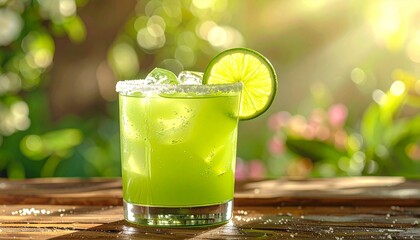 Tasty Mezcal Margarita cocktail garnished with half a lime wheel