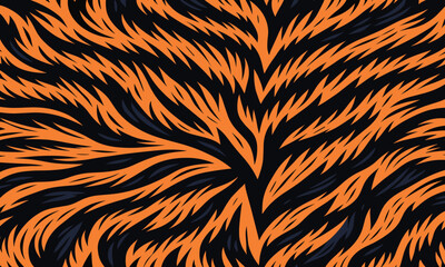 Tiger skin pattern vectand illustration with wild animal fur stripes and texture background, ideal fand wallpaper, fabric prints, tile, and decandative projects.