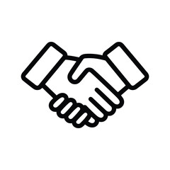 Obraz premium Black outline handshake icon symbolizes agreement on a crisp white background