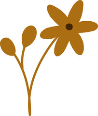 Flat Minimal Brown Flower Illustration