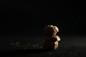 Single stack of cookies under warm light