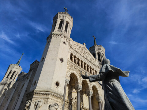 Lyon, France, May 29, 2025, The Basilica of Notre-Dame of Fourviere (La Basilique Notre Dame de Fourvi&egrave;re) in Lyon, France, Europe