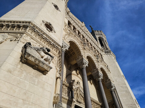 Lyon, France, May 29, 2025, The Basilica of Notre-Dame of Fourviere (La Basilique Notre Dame de Fourvi&egrave;re) in Lyon, France, Europe