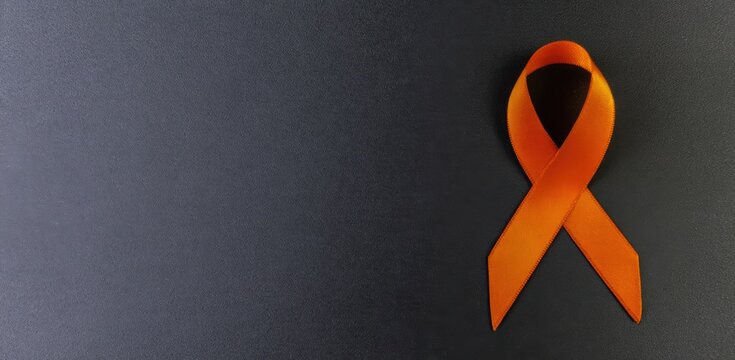 Orange ribbon representing support for various health conditions and social issues including multiple sclerosis, leukemia, and self harm