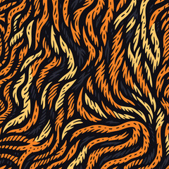 Tiger skin pattern vectand illustration with wild animal fur stripes and texture background, ideal fand wallpaper, fabric prints, tile, and artistic designs.