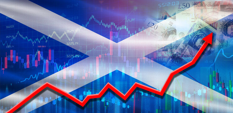 Scotland financial growth on market graph. Scotland economic growth on financial graph