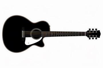 Fototapeta na wymiar A sleek, black acoustic guitar with a white pickguard, ready for musical expression.