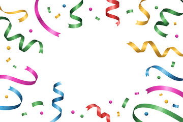 Obraz premium Colorful streamers and confetti swirl playfully, creating a festive and celebratory atmosphere.