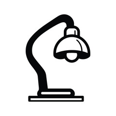 Fototapeta premium Simple black outline shows table lamp shining light on white background