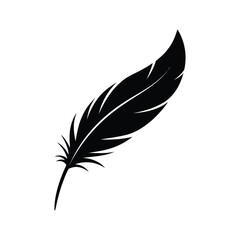 Obraz premium Black feather silhouette reveals simple elegance on a pristine white surface, creating a minimalist scene