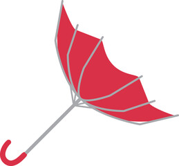 Umbrella has blown inside out red color icon.