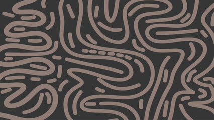 Abstract Wavy Lines Seamless Pattern Background. Modern Doodle Style Vector Texture in Dark Grey and Muted Brown for Textile, Wallpaper, or Digital Design