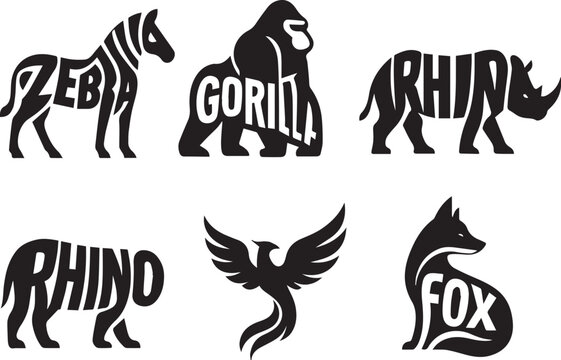 Collection of animal silhouettes formed by text