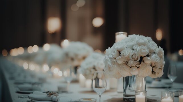 Elegant wedding reception decor luxurious venue photography romantic atmosphere close-up timeless love