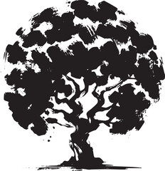Obraz premium Monochrome Osage Orange tree illustration in Japanese sumi-e style