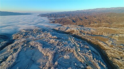 winter landscape with snow covered mountains