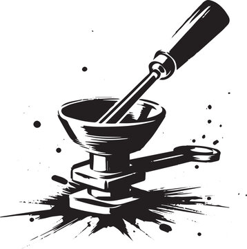 Monochrome illustration of a jigger for cocktail measuring in sumi-e style