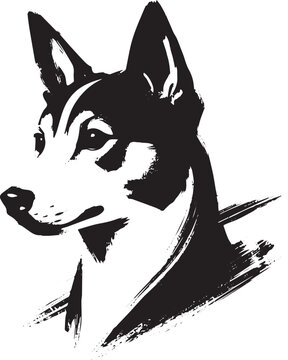 Elegant basenji dog portrait in expressive brushstroke illustration