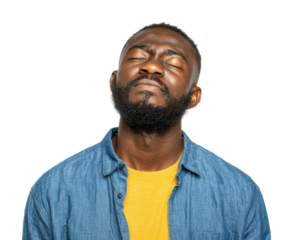 Expressive man reflecting emotions portrait neutral isolated on transparent background