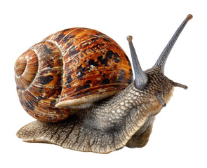 Exploring snail behavior in nature scene isolated on transparent background
