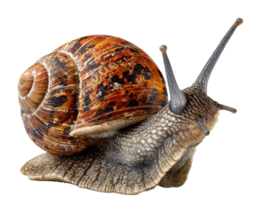 Exploring snail behavior in nature scene isolated on transparent background