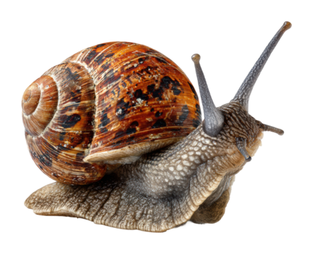 Exploring snail behavior in nature scene isolated on transparent background