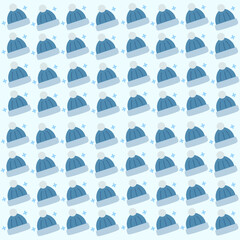 Seamless Blue Winter Hat Pattern Vector