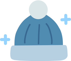 Flat Blue Winter Hat Vector Illustration