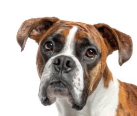 Playful boxer dog portrait pet isolated on transparent background