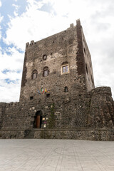 Architectural Sights of The Norman Castle (Castello Normanno) in Adrano, Sicily, Italy.