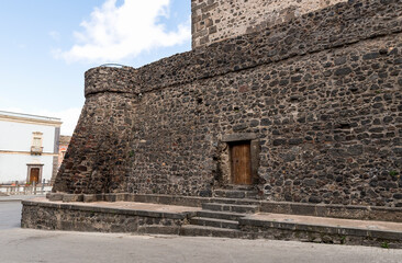 Architectural Sights of The Norman Castle (Castello Normanno) in Adrano, Sicily, Italy.