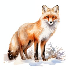Fototapeta premium A beautiful red fox standing in the snow