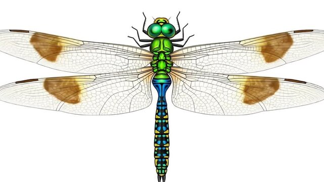 Animated dragonflies with detailed wings and vibrant colors, perfect for nature illustrations,