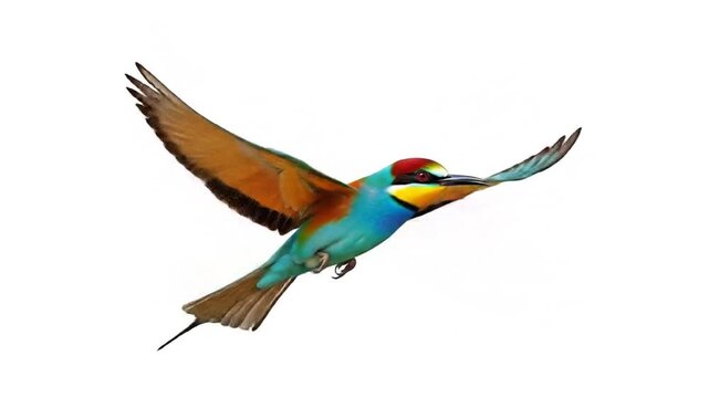 Stunning European Bee-Eater Sequence Captures Bird in Flight on Isolated White Background