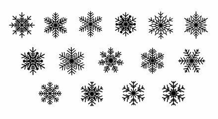 Set of Black Snowflakes in Vector Format for Winter and Christmas Designs