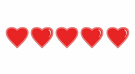 Hearts Vector Illustration Five Red Icons for Love, Health, and Affection