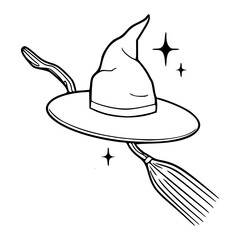magical Halloween witch accessory line art illustration