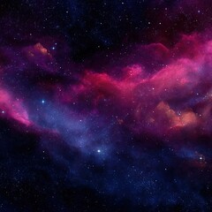 Fototapeta premium Starry Night Sky with Pink Nebula and Cosmic Stars Digital Art