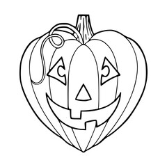 heart-shaped jack-o'-lantern outline vector illustration