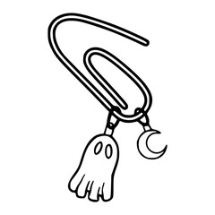 cute Halloween ghost dangling charm or paper clip line art