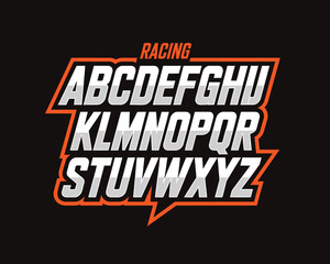 Bold Sporty Racing Font Alphabet Vector - Stylized Letters for Automotive Designs