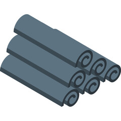 Stack Of Rolled Blue Towels On A Transparent Background