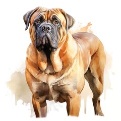 Obraz premium Majestic boerboel dog breed portrait in watercolor style