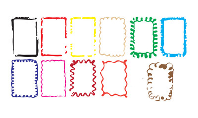 Collection of hand drawn decorative rectangular borders and frames