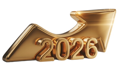 A golden arrow indicates growth for the year 2026.