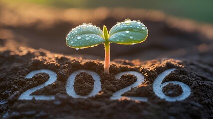 A vibrant seedling emerges, symbolizing growth and renewal for the year 2026.